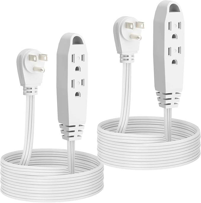 K KASONIC - 6 Feet 3 Outlet Extension Cord 2 Pack - Triple Wire Grounded Multi Outlet, UL Listed 16/3 SPT-3, 13 Amp - 125V - 1625 Watts (White)
