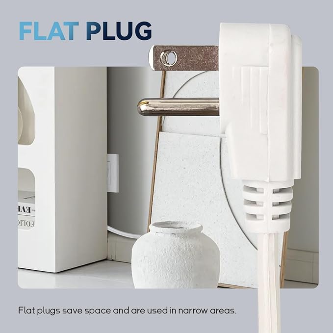 EP 9 Ft Heavy Duty Appliance Extension Cord - 14 Gauge 3 Prong SPT-3 Cable Wire, Ideal for Air Conditioners, Refrigerators, and Major Appliances - Indoor Use, White