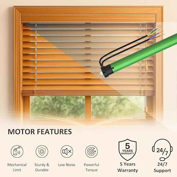 Hardwired Roller Shade Motor 120V AC, Dry Contact Tubular Motor for Smart Blinds, 35mm Quiet Electric Motorized Blinds Kit for Projector Screen Zebra (6.0 N.m for Φ50mm (2") Groove Tube)