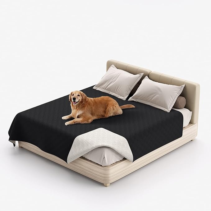 Waterproof Dog Bed Covers for Couch Protection, Water-Resistant Soft Dog Pet Blanket Anti-Slip Dog Blanket for Bed, for Furniture Bed Couch Sofa (Black,96x82inch)