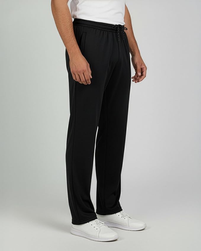 3 Pack Men's Mesh Open Bottom Sweatpants Active Athletic Workout Gym Pocket | Available in Big & Tall, Uncuffed, Elastic Waistband, Drawstring, Straight Leg, Running, Jogging, Exercise, Training, Sports