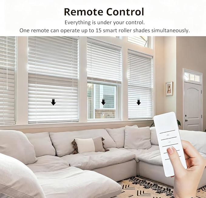 DC24V Motorized Blinds Kit, 45mm Smart Blind Motor for Awning & Roller Shade, Brushless Electric Rollers Motor with Remote, Convert Blinds to Motorized (20 N.m for Φ55mm （2-1/8") Octagonal Tube