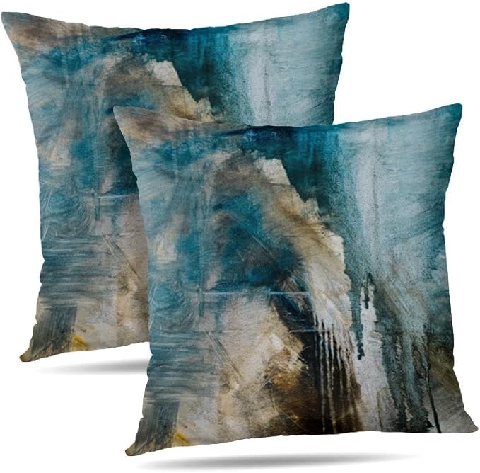 Throw Pillow Covers for Couch, 16x16 Inch, 2 Pack, Black Teal | Decorative Throw Pillow Covers Cushion Covers for Couch Bedroom Sofa Living Room