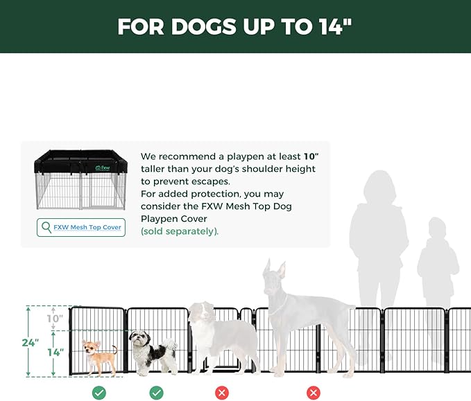 FXW Homeplus Unleashed Indoor Dog Playpen - Stress-Free and Safe Play, Heavy Duty 24 Inch 4 Panels Dog Pen for Puppy and Small Dogs, Black│Patented