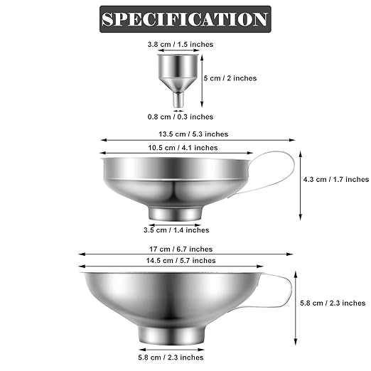 Shappy 5 Pieces Stainless Steel Funnels Set Canning Funnel Fine Mesh Strainer Mesh Filter Compatible with Wide and Regular Narrow Mouth Mason Jar