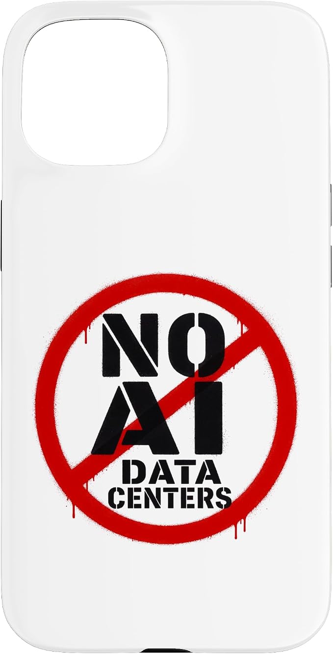 No AI Data Centers ��� Simple Minimal Spray Paint Style Text Case for iPhone 15