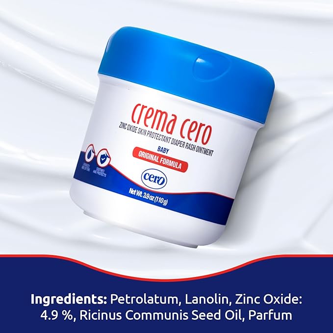 Crema Cero Diaper Rash Cream for Baby With Zinc Oxide – High-Strength Diaper Cream for Quick Relief and Protection – Hydrating and Soothing Baby Balm – 3.9oz