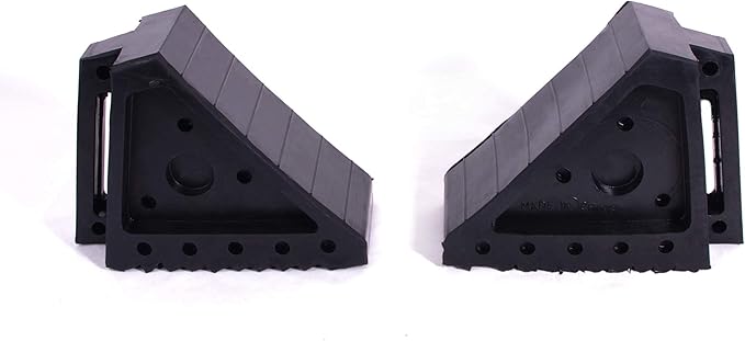 Solid Rubber Wheel Chock with Handle for The Car, Strong and Durable,8" Length, 4" Width, 6" Height - Pack of 2
