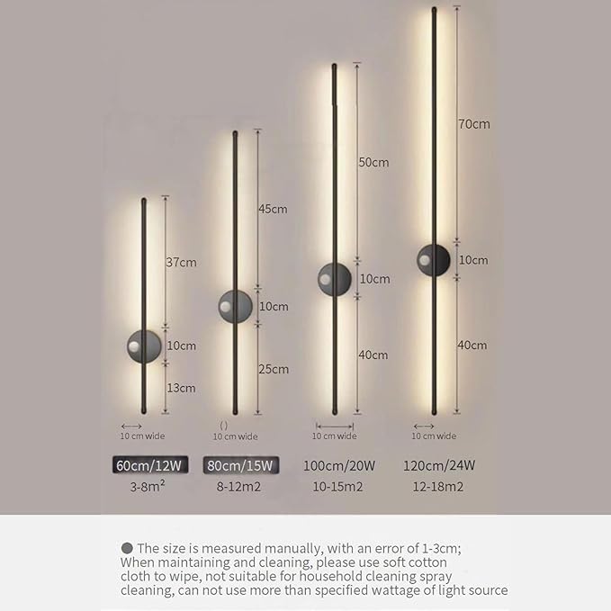 LED Long Strip Wall Lights with Motion Sensor Lamp 3000K/4000K/6000K Lighting Modern Simple Aluminum Mounted Indoor Bedside Decoration Light Living Room(Gold White Light,120cm)
