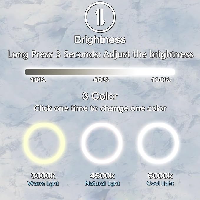 32 Inch Backlit LED Round Mirror with Lights 3 Color Adjustable Brightness AntiFog Frameless 32" Round Circle Lighted Vanity Mirror for Bathroom Wall Circle Rounds Light up Smart Mirrors