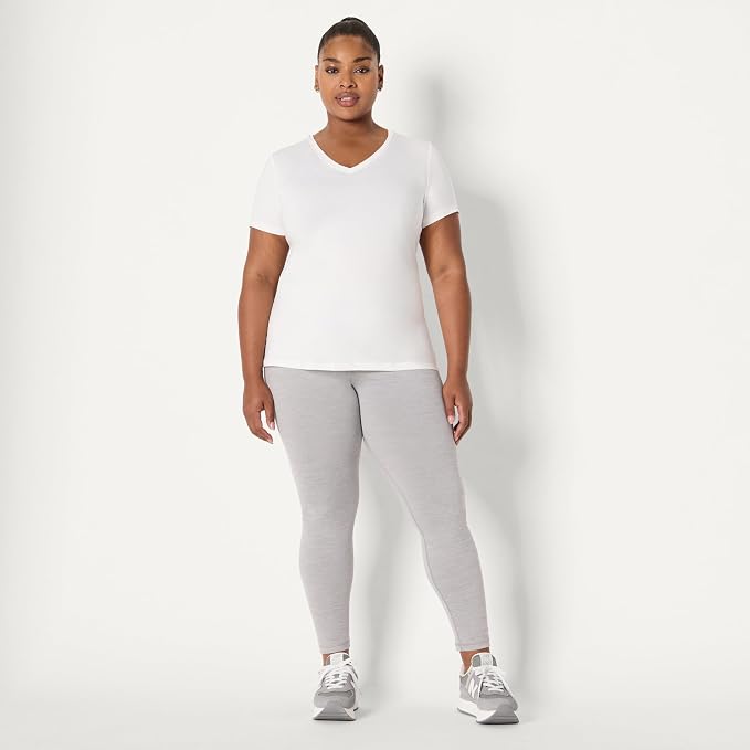 Amazon Essentials Women's Active Quick Dry Tech Stretch Short-Sleeve V-Neck T-Shirt (Available in Plus Size), Pack of 2
