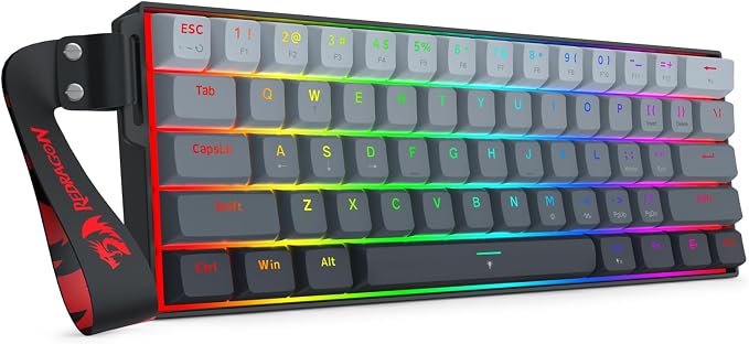 Redragon K617 HE Wired Hall-Effect Rapid Trigger Magnetic Gaming Keyboard | 8K Polling Adjustable Actuation, 61 Keys Design for More Room to Aim, Swap-Ready Socket for Mod, RGB Pro Software Supported