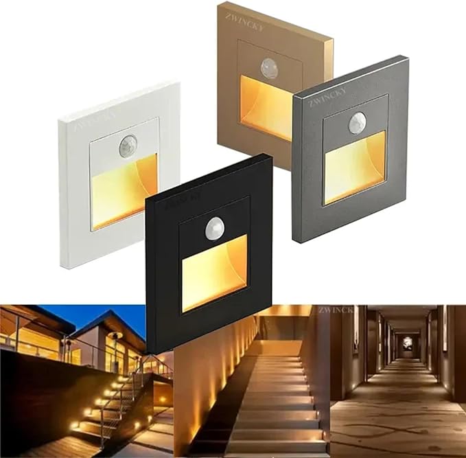 10 Pack Motion Detector Sensor LED Stair Light Infrared Human Body Induction Lamp Recessed Steps Ladder Staircase Bedroom Decoration LED Night for Kitchen, Bathroom, Stairs
