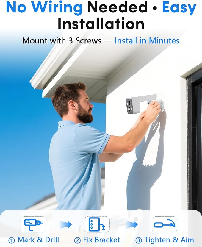 Thybro Solar Security Camera Outdoor Wireless: 2K QHD AI Motion Detection Color Night Vision & 2-Way Audio - IP67 Waterproof Wire-Free WiFi Camera for Home Front Door Backyard Driveway Garage Patio