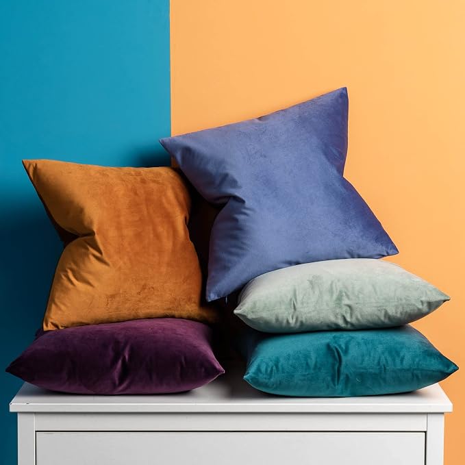 28x28 Pillow Covers Decorative Velvet Throw Pillow Covers Set of 2,Rust | JUSPURBET Luxury Euro Cushion Covers with Invisible Zipper for Modern Couch Sofa Bed Living Room Bedroom Home Decor Halloween