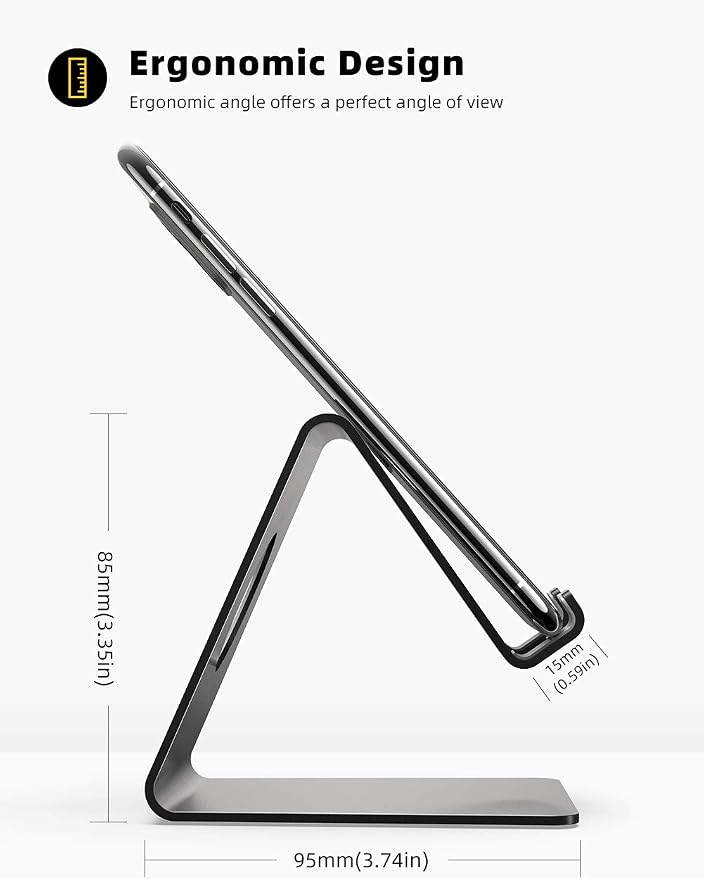 Lamicall Cell Phone Stand, Phone Dock: Cradle, Holder, Stand for Office Desk - Black