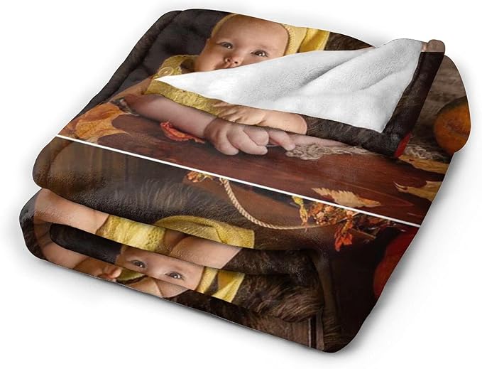 QETXVI Custom Blanket with Photos Text Customized Blanket Personalized Flannel Throw Blankets for Adult Kid Birthday Christmas Halloween Fathers Mothers Valentines Gift - 40"x 50"