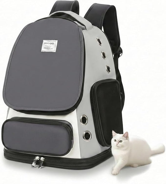 Cat Backpack Carrier, TSA Airline Approved Pet Travel Bag for Small Medium Dogs, Ventilated Hiking Camping Backpack for Cats, Kitten and Puppy up to 18 lbs, Gray Mesh