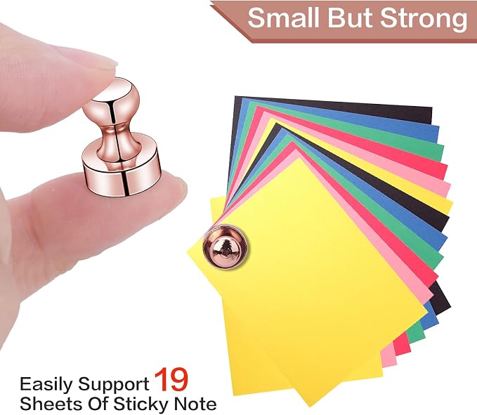 LOVIMAG Fridge Magnets 20Pcs for Refrigerator Whiteboard, Rose Gold | Small Strong Neodymium Metal Cute Push Pin for Classroom, Kitchen, Accessories Decorative, Office, Calendar