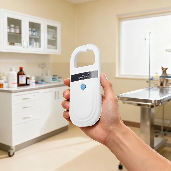 Pet Scanner, 134.2Khz Microchip Reader, Handheld, 0-5.9 in Read, OLED Display, Emid Fdx-B Compatible, for Pet Id Tracking