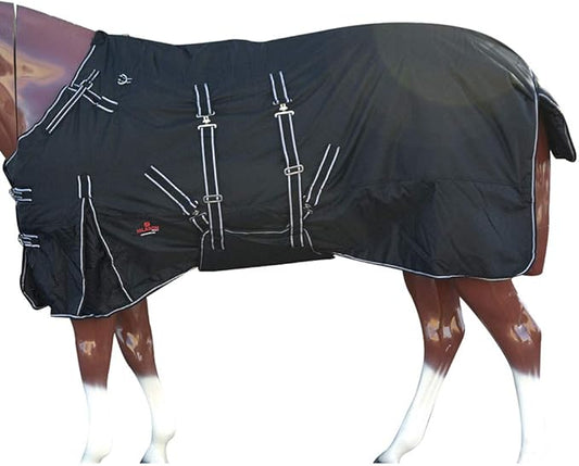 Black 66 in HILASON 1200D Winter Waterproof Poly Horse Turnout Blanket Belly Wrap