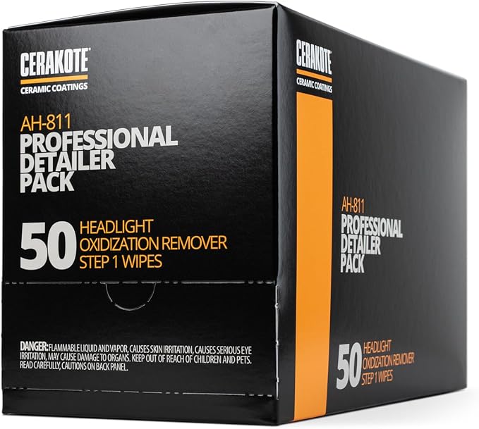 CERAKOTE�� Ceramic Headlight Restoration Professional Detailer Pack (50 Step 1 Oxidation Removing Wipes) - Easily Remove Oxidation from Old and Faded Headlights