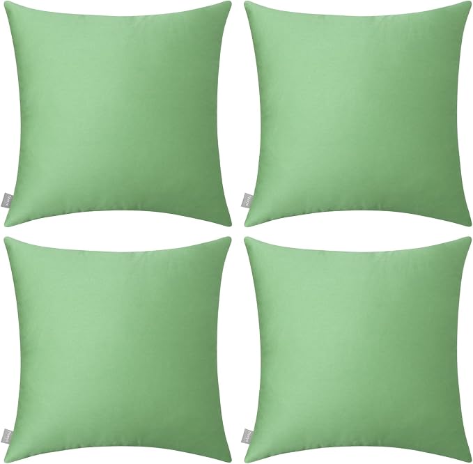 Thmyo 4-Pack 100% Cotton Comfortable Solid Decorative Throw Pillow Case, Square Cushion Cover Pillowcase Sublimation Blank Pillow Covers DIY Throw Pillowcase for Sofa(20x20 inch/ 50x50cm,Sage Green)