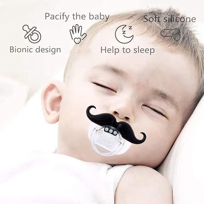 Funny Baby Pacifiers,Mustache Pacifiers 0-18 Months for Babies,Mustache Binky,Gift for Newborns,Infants,Toddlers,Baby Boys,BPA Free(Mustache Pacifiers)
