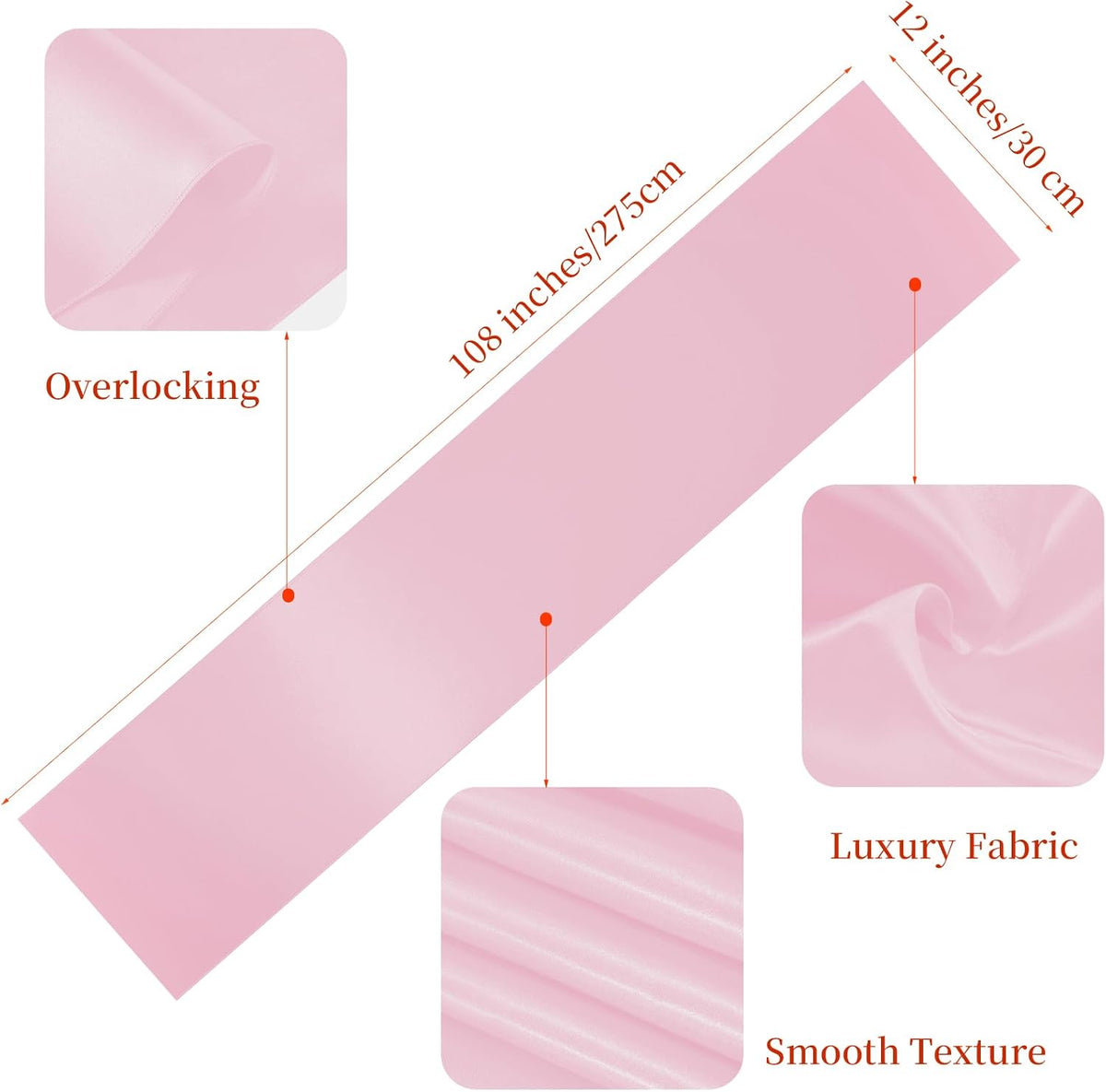 Q&J Fabric Co 2 Packs Satin Table Runners, 12x108 Inches Long, Silk-Like Smooth Pink Satin Table Decor for Festive Christmas Thanksgiving Wedding Birthday Party Banquets Decorations