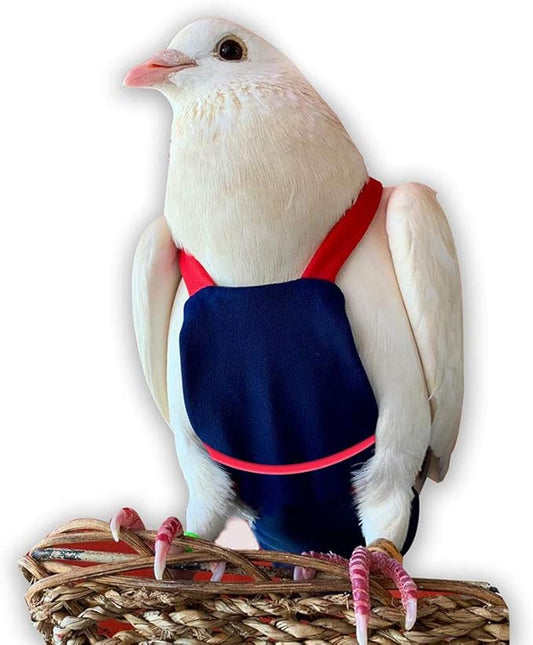 Bev's Bird Boutique Regular Flyper Adjustable Bird Diaper | Reusable, Washable Cloth | Comfort Fit for Parrot, Cockatiels, & Other Small Birds | Fashionable Avian Accessories, Navy & Red, Size 7.5