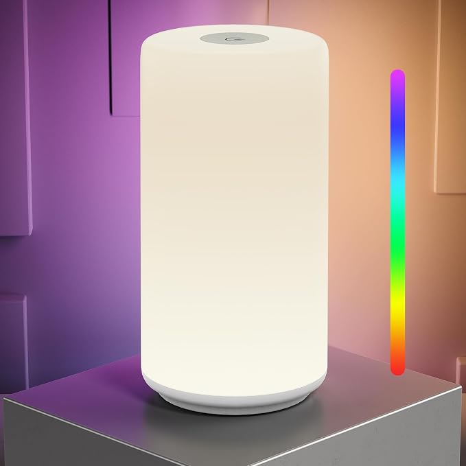 Touch Bedside Table Lamp, [RGB Mode] 3 Way Dimmable Warm White Lights for Bedroom, Multi-Color Smart Nightstand Lamp Desktop LED Lamp for Living Room Home Gifts
