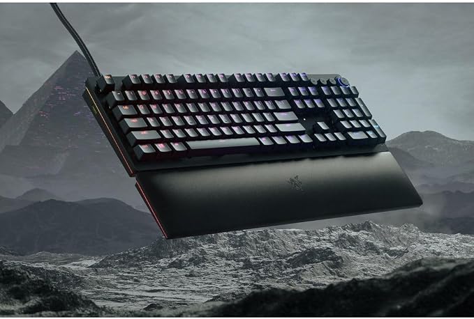 Razer Huntsman V2 Gaming Keyboard, Analog Optical Switches, Black | Adjustable Actuation, Rapid Trigger Mode, Dedicated Media Keys & Dial, Chroma RGB Lighting, Magnetic Plush Wrist Rest