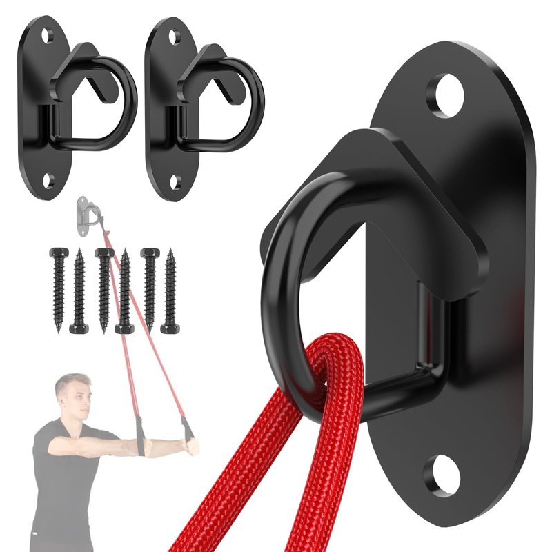 Wuno Shop 3 Pcs-Resistance Band Wall Anchors System, Wall Mount Workout Anchors for Exercise Bands, Space-Saving Home Gym Hooks for Different Levels Strength Training,Fitness-Black