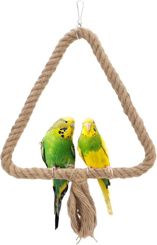 Bird Rope Swing Toy Parrot Climbing Perch Stand for Cockatiel Conure Cockatoo Parakeet Cage Hanging Decor (C: Triangle)