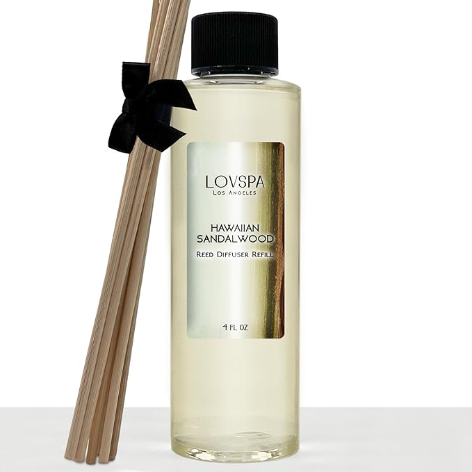 LOVSPA Hawaiian Sandalwood Diffuser Oil - Luxury Essential Oils for Diffuser Refill & Air Freshener Room Spray - Long-Lasting & Natural Home Fragrance, Scented Oil for Diffusers, USA Made, 4oz
