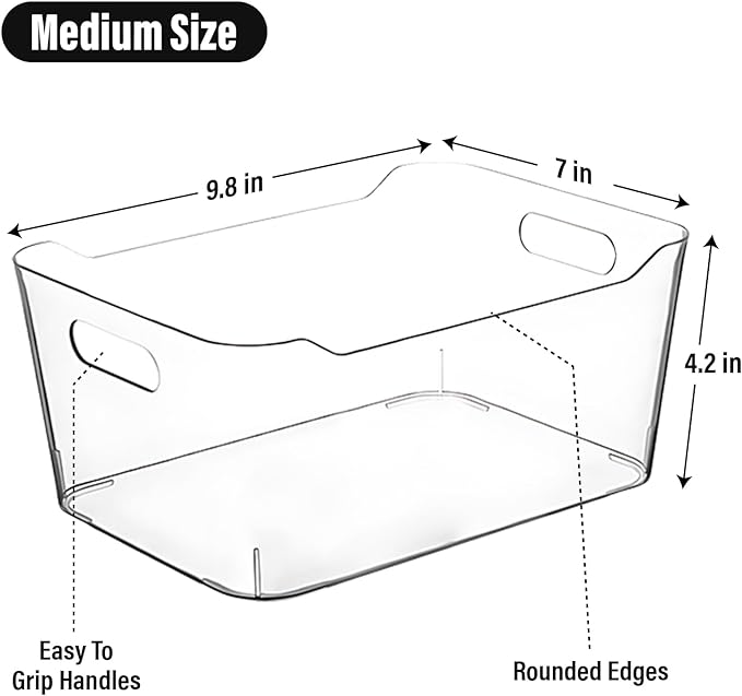 Clear Storage Bins, Pantry Organizers and Storage Containers Fridge Organizer Bins Kitchen Organization Cabinet Organizer Bin for organizing Cleaning Supplies Home Kitchen Refrigerator Containers