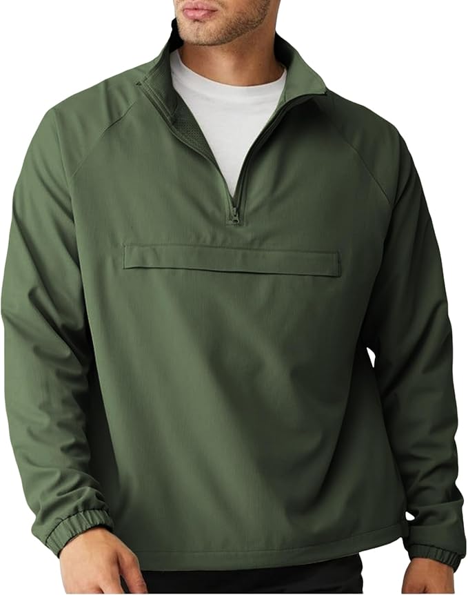 Opomelo Men's Athletic Quarter Zip Pullover Golf Hiking Running Lightweight Jacket Workout Sweatshirt With Pocket
