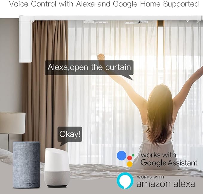 Automatic Curtain Opener,S Folding Electric Smart Curtains System,Motorized Curtains Rod with Remote & Timed,Compatible with Alexa/Google Home (Zigbee Motor, 3M (118in) Track)