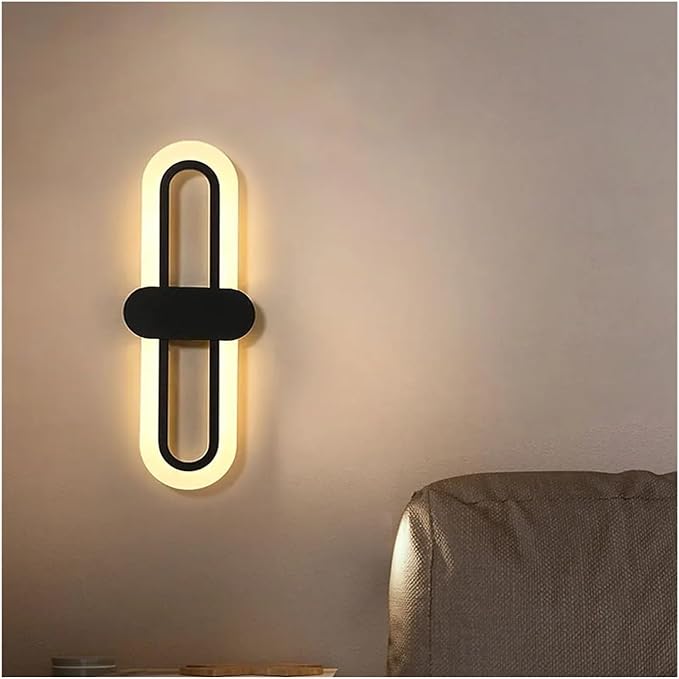 Bedroom Bedside Modern Minimalist Living Room Background Wall Led Three-Color Light-Changing Wall Lamp Simple Aisle Balcony Lamp(Gold,3 Color Switching)