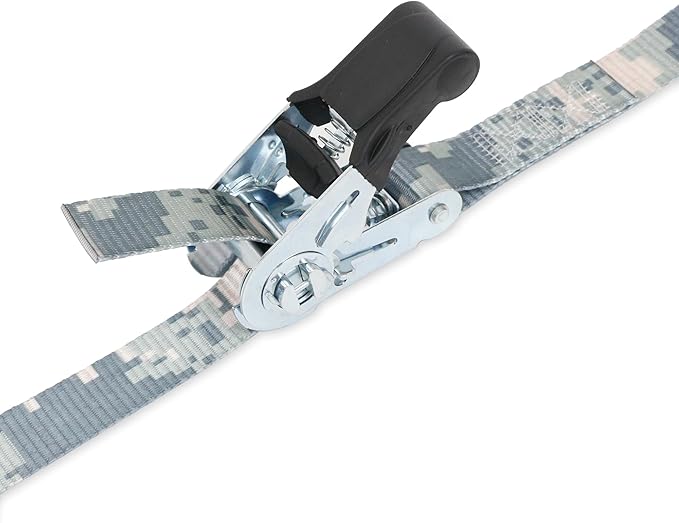 PowerTye Mfg Endless Ratchets - 1in x 7ft Easy Grip (no Hooks) - 400 lb. Working Load Limit / 1,200 lb. Break Strength - Digital Camo 2-Pack