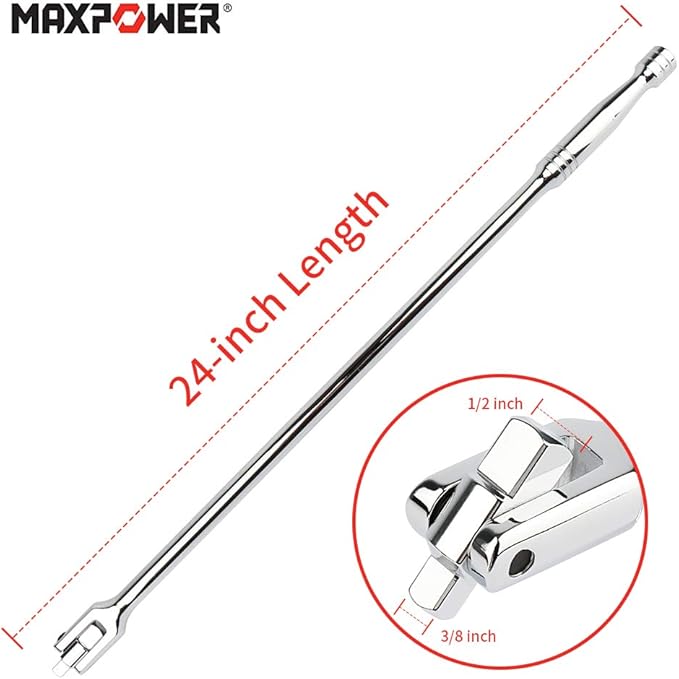 MAXPOWER 1/2-Inch and 3/8-Inch Drive Dual-drive 24-Inch Breaker Bar Flex Handle