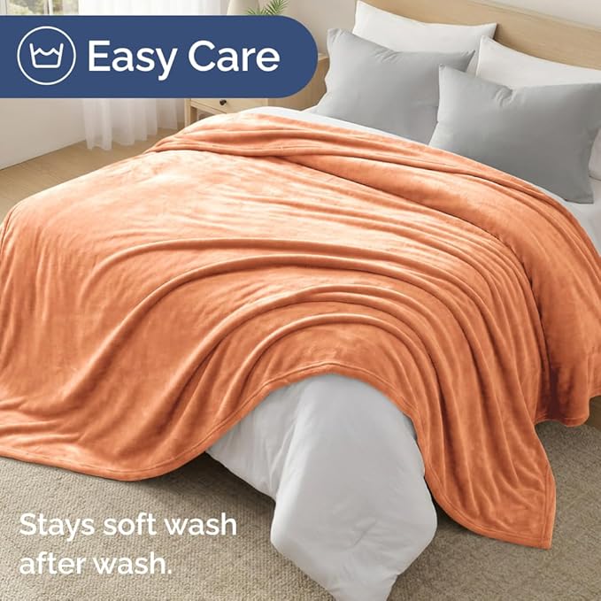 Ultra Soft Fleece Throw Blanket - College Dorm Room Essentials - Peach Fuzz | Flannel Fleece, Thick, Warm & Breathable, All Season Cozy, Anti-Static, Microplush, Lightweight for Couch, Bed & Dorm Bedding