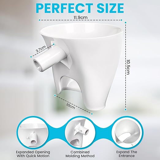 Flour Funnel for KitchenAid Mixer with 5-Piece Measuring Spoon Set, Wide Mouth Pouring Chute Attachment, Mess-Free Anti-Spill & Anti-Splash,Fits Tilt-Head 4.5-5 Qt (KSM150),Dishwasher Safe Baking Tool