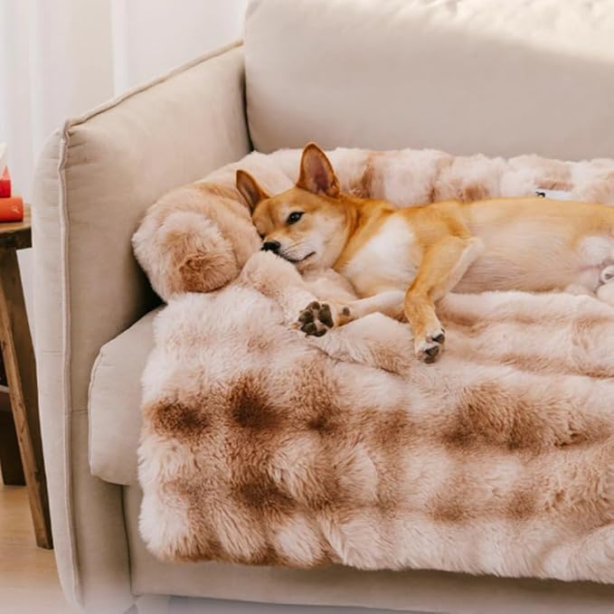 Dream Cloud Pet Sofa Bed for Dogs Cats, 2026 Washable Removable Calming Fluffy Plush Mat for Furniture Protector, Long Fur Non-Slip, for Small/Medium/Large Home Pets (Light Pink, XL: 47.2 * 37.4IN)