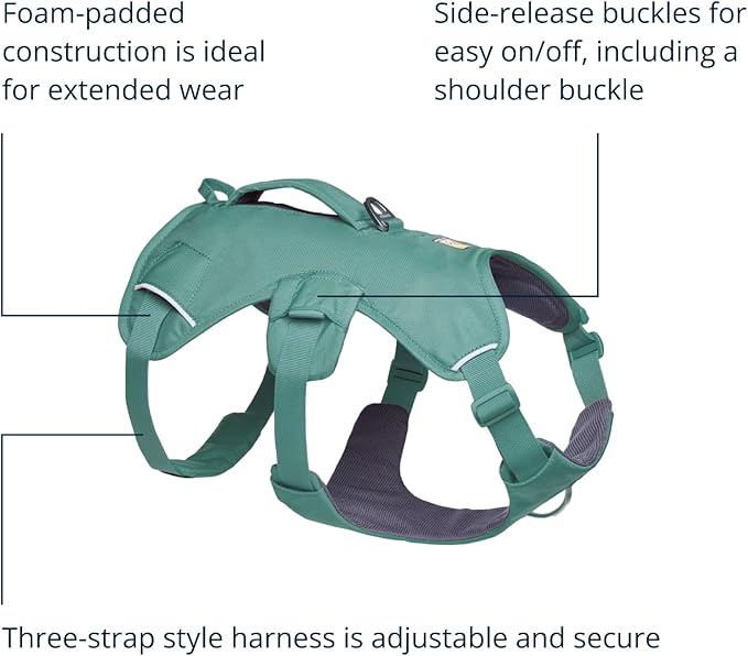Ruffwear, Web Master, Multi-Use Support Dog Harness, Hiking and Trail Running, Service and Working, Everyday Wear, River Rock Green, Large/X-Large