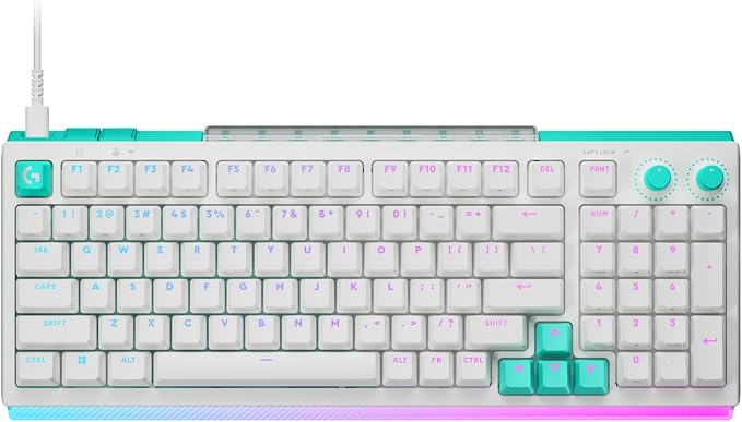 Logitech G512 X 98 TMR + Tactile Switch Mechanical Gaming Keyboard - White | Hot-Swappable 9x TMR Rapid Trigger + Tactile Mechanical Switches, Gasket, PBT Keycaps, <8K, LIGHTSYNC RGB, for PC & Mac