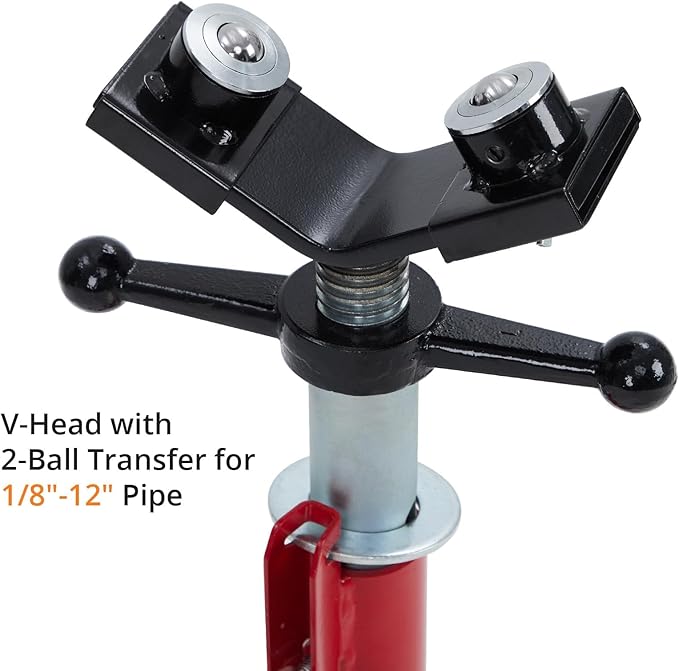 2PCS Pipe Jack Stand, Heavy Duty Pipe Stand, 2-Ball Transfer, 2500LB Jack Stands Carbon Steel with Portable Folding Legs 28-52 Inch Height Adjustable 1/8"-12" Capacity