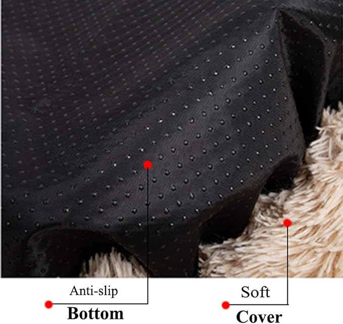 huraty Pet Dog Bed Plush Calming Bed, Fluffy Donut Round Pet Beds for Small Medium Large Dogs Cats, Anti-Slip & Anti-Anxiety, 28 Inch for Puppy and Kitties, Khaki, L