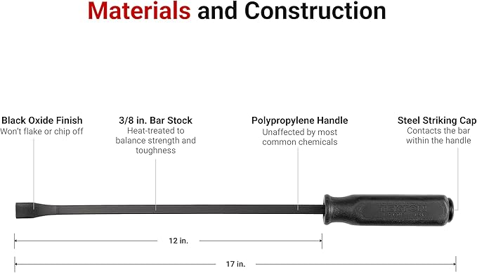 TEKTON 17 Inch Angled End Handled Pry Bar | LSQ42017 | Made in USA