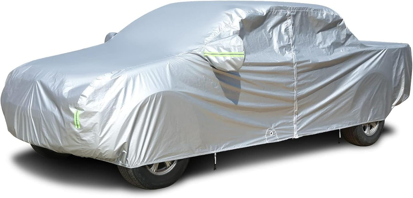 Tecoom Truck Cover Waterproof All Weather,Breathable Light Shell Full Exterior Covers with Door Zipper/Lock,Waterproof UV Dust Protection Truck Covers Universal Fit Chevy Silverado(Length Up to 252")